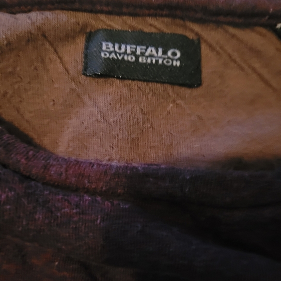 Buffalo David Bitton Burgundy Sweater with Tan Rough Edging L - Picture 8 of 8